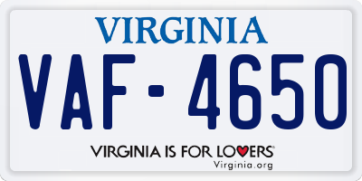 VA license plate VAF4650