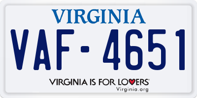 VA license plate VAF4651