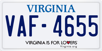 VA license plate VAF4655