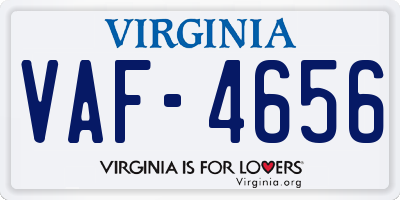 VA license plate VAF4656