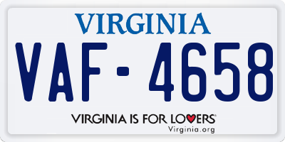 VA license plate VAF4658
