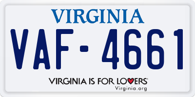 VA license plate VAF4661