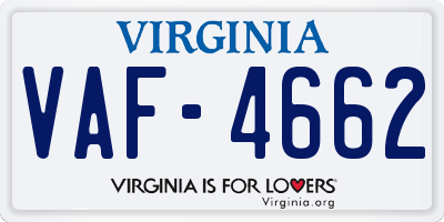 VA license plate VAF4662