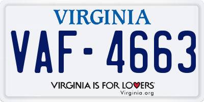VA license plate VAF4663