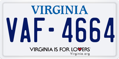 VA license plate VAF4664
