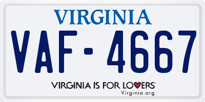 VA license plate VAF4667
