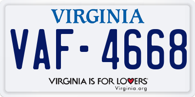 VA license plate VAF4668