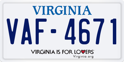 VA license plate VAF4671