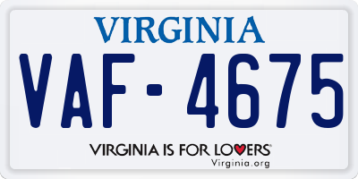 VA license plate VAF4675