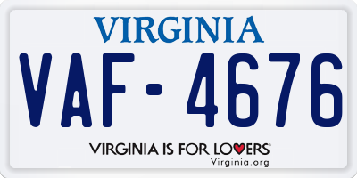 VA license plate VAF4676