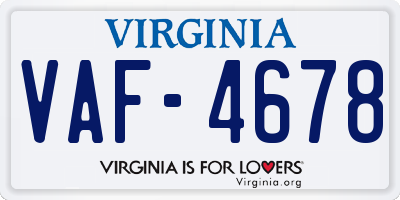 VA license plate VAF4678
