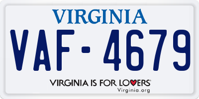 VA license plate VAF4679