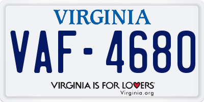 VA license plate VAF4680
