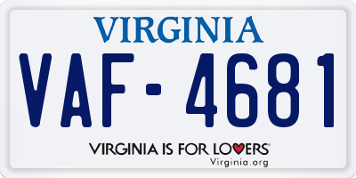 VA license plate VAF4681