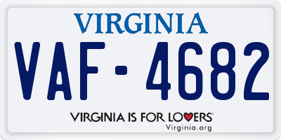 VA license plate VAF4682