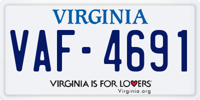 VA license plate VAF4691