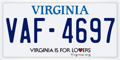 VA license plate VAF4697