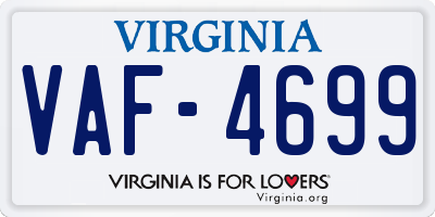 VA license plate VAF4699