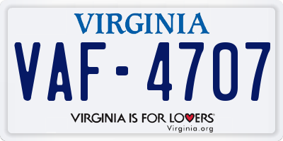 VA license plate VAF4707