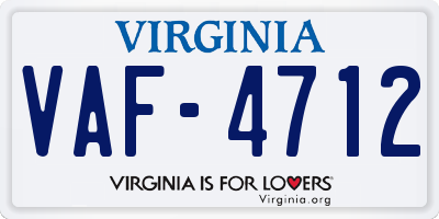 VA license plate VAF4712