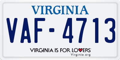 VA license plate VAF4713