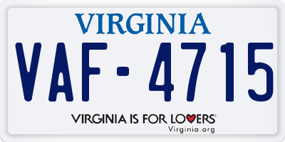 VA license plate VAF4715