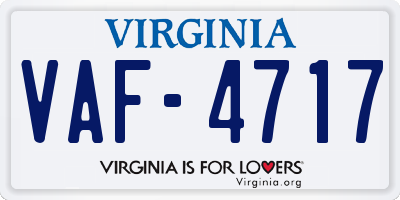 VA license plate VAF4717