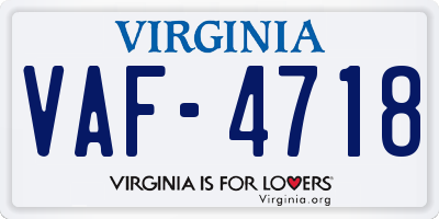 VA license plate VAF4718