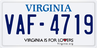 VA license plate VAF4719