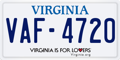 VA license plate VAF4720