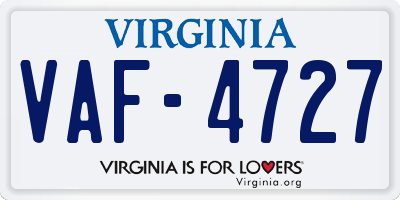 VA license plate VAF4727