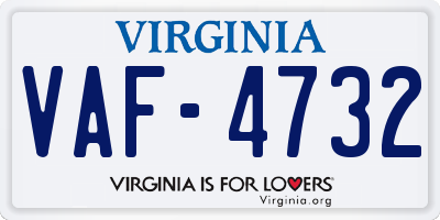 VA license plate VAF4732