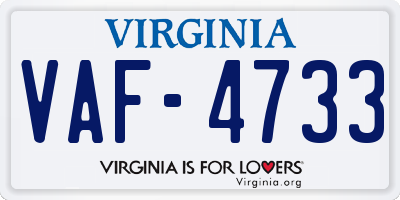 VA license plate VAF4733