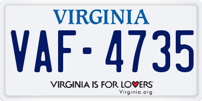 VA license plate VAF4735