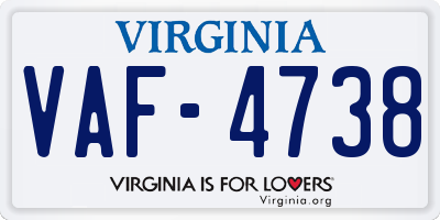 VA license plate VAF4738