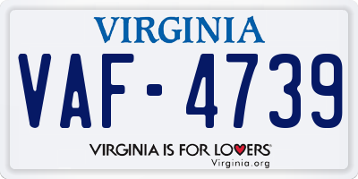 VA license plate VAF4739