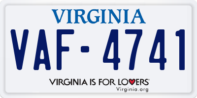 VA license plate VAF4741