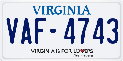 VA license plate VAF4743