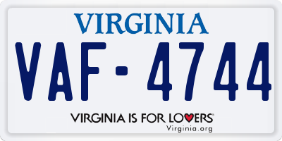 VA license plate VAF4744