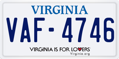 VA license plate VAF4746