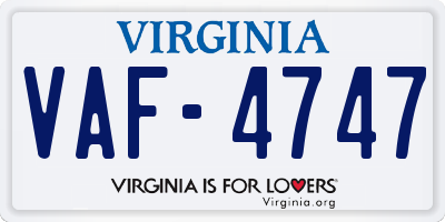 VA license plate VAF4747