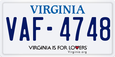 VA license plate VAF4748
