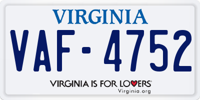 VA license plate VAF4752