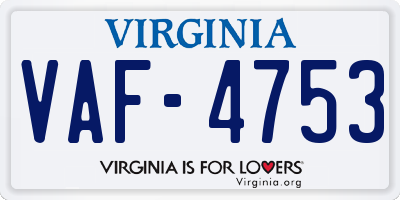 VA license plate VAF4753