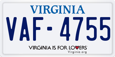 VA license plate VAF4755