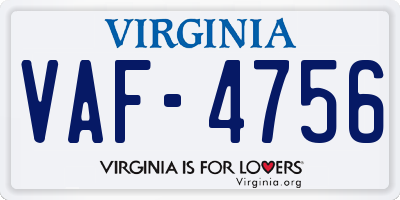 VA license plate VAF4756