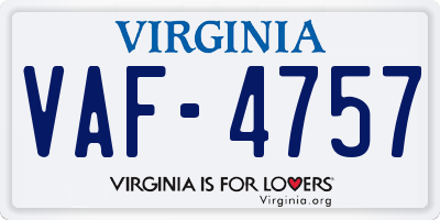 VA license plate VAF4757