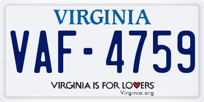 VA license plate VAF4759