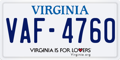 VA license plate VAF4760