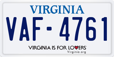 VA license plate VAF4761